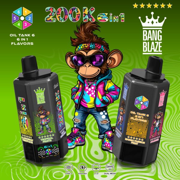 Bang Blaze 200K – Geschmacksrichtungen: Erdbeere / Schwarze Johannisbeere-Ananas-Eis / Tropische Früchte / Traube-Kaugummi / Heidelbeere-Traube / Mango-Passionsfrucht