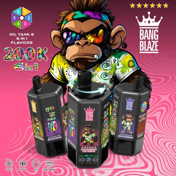 Bang Blaze 200K – Geschmacksvarianten: Triple Mango / Traube-Pfirsich / Erdbeer-Eis / Erdbeer-Kiwi / Traube Energy / Rote Cola