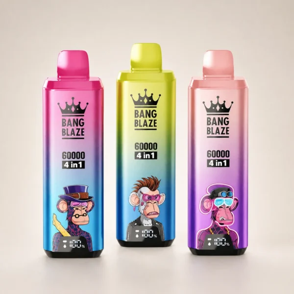 Bang Blaze 60 000, 60 000 caladas, sabores 4 en 1, pantalla LED, vaporizador desechable