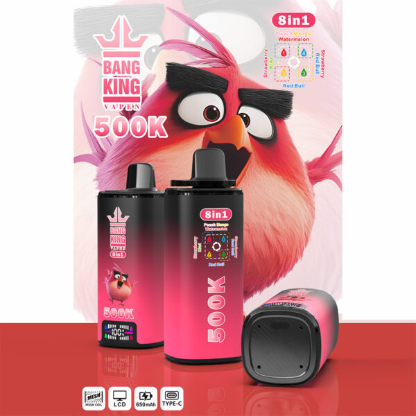 Bang King 500K: melocotón, mango y sandía / Red Bull / fresa y Red Bull / fresa y kiwi (opciones de sabor)
