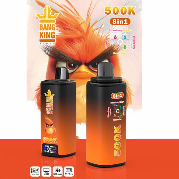 Bang King 500K: fresa y mango / helado de fresa / helado de plátano / opción de sabor a fresa y lichi