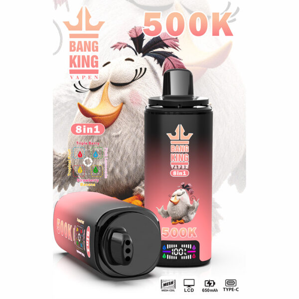 Bang King 500K: opciones de sabor «Triple Berry», «Frutas tropicales», «Fresa y plátano» y «Limonada rosa»