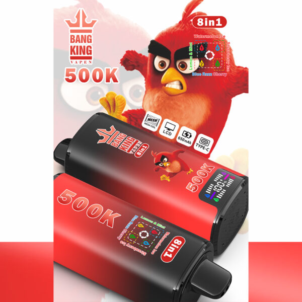 Bang King 500K: opciones de sabor a sandía helada, limón y menta, fresa helada y cereza Blue Razz
