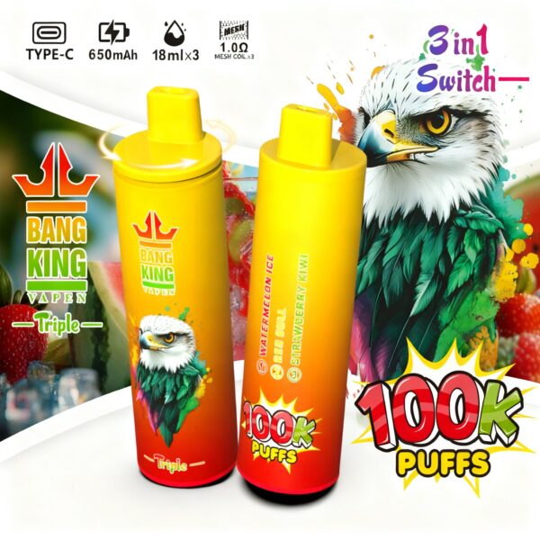 Bang King Triple 100K – Geschmacksvarianten: Wassermelone + Red Bull + Erdbeere-Kiwi