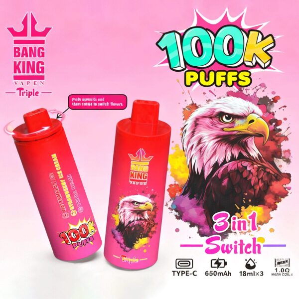 Bang King Triple 100K – Geschmacksvariante „Wassermelone + Erdbeer-Eis + Triple-Melone“