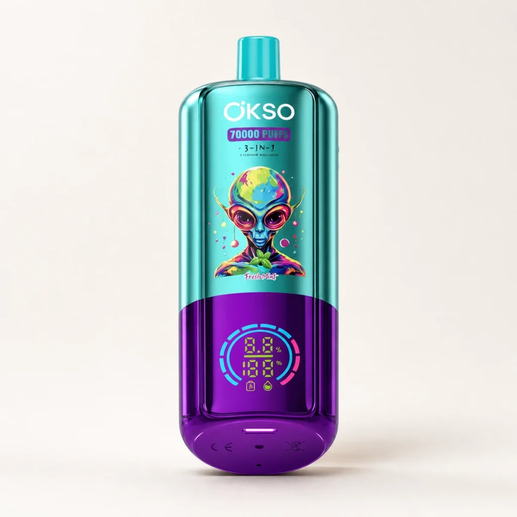 OKSO 3-IN-1 70000 70K Puffs 3 Flavors Adjustable LED Display Disposable Vape