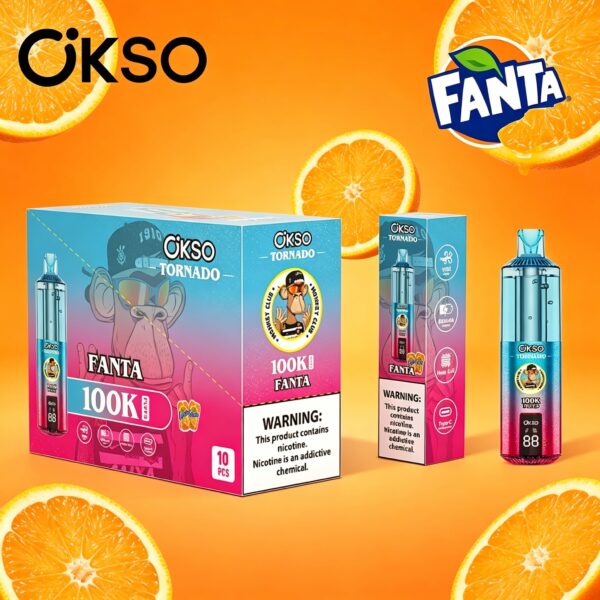 OKSO Tornado 100K, opción de sabor Fanta