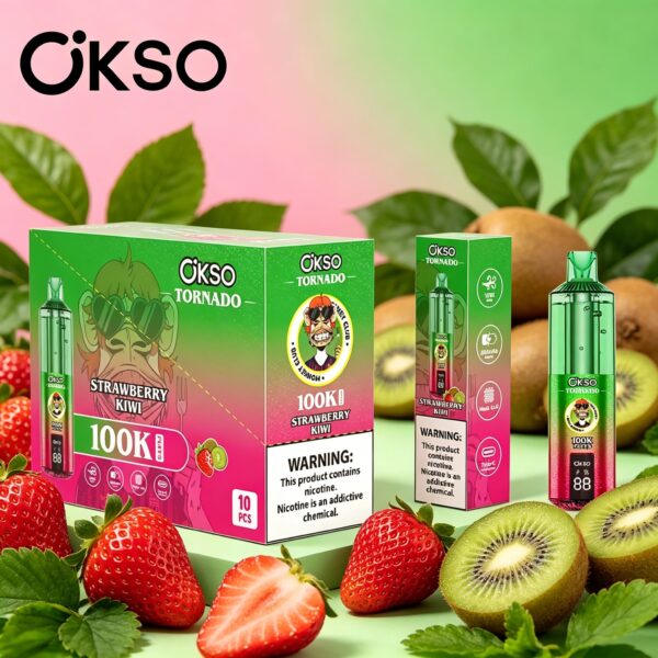 OKSO Tornado 100K, opción de sabor a fresa y kiwi