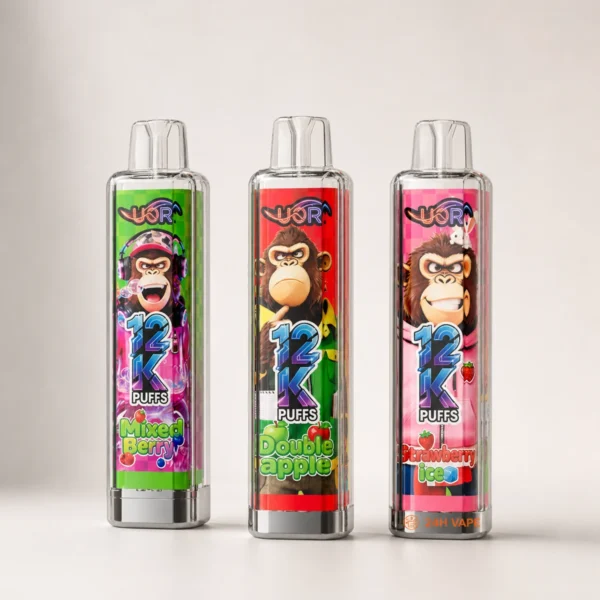 Vaporizador desechable UOR Crystal 12000 con luz LED recargable y 12 000 caladas
