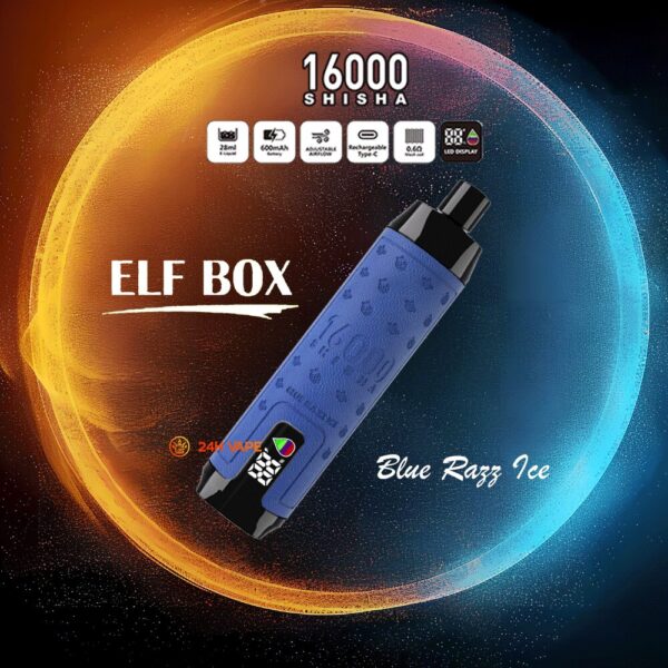 ELF BOX SHISHA 16K, smaakoptie Blue Razz Ice