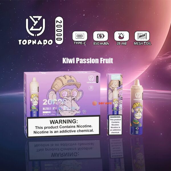 UZY Tornado 20K, saveur kiwi-fruit de la passion