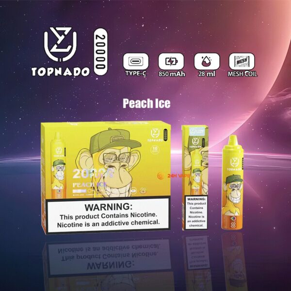 UZY Tornado 20K, saveur « Peach Ice »