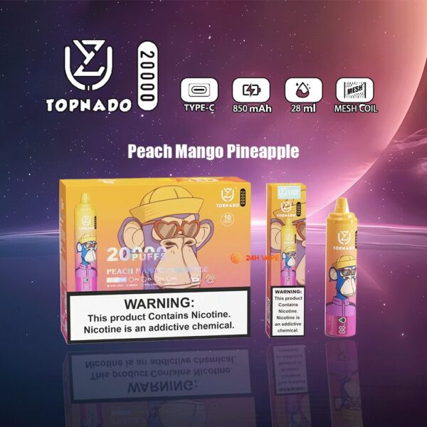 UZY Tornado 20K – saveur pêche, mangue et ananas
