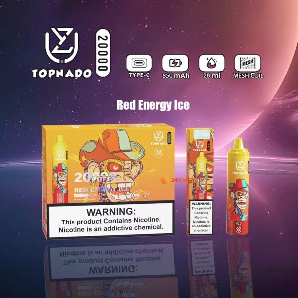 UZY Tornado 20K, saveur « Red Energy Ice »