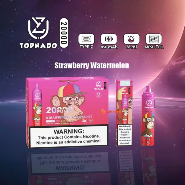 UZY Tornado 20K, saveur fraise-pastèque