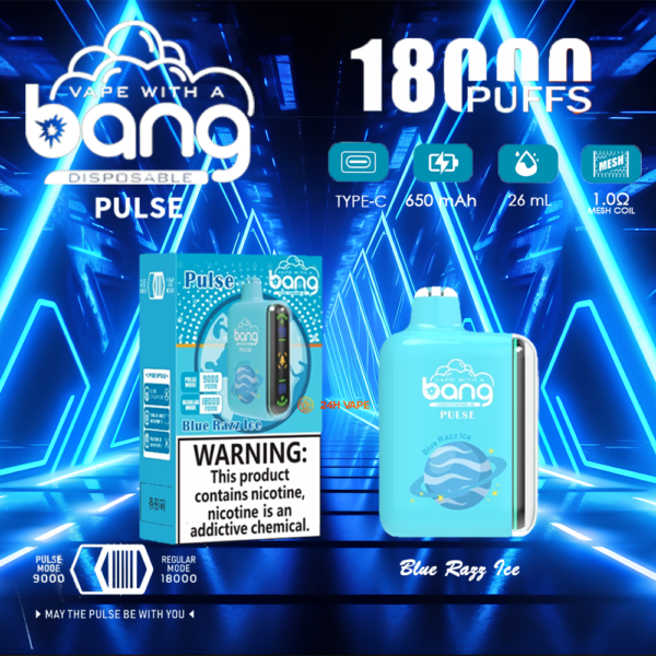 Bang Pulse 18K, saveur « Blue Razz Ice »