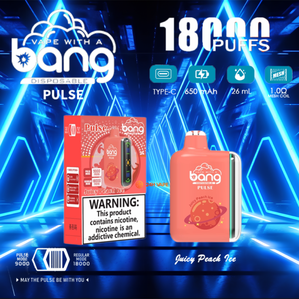 Bang Pulse 18K, saveur « Juicy Peach Ice »