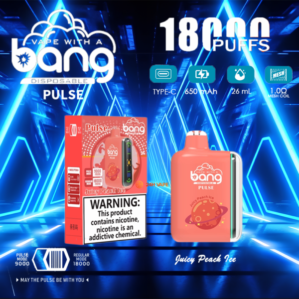 Bang Pulse 18K, saveur « Juicy Peach Ice »
