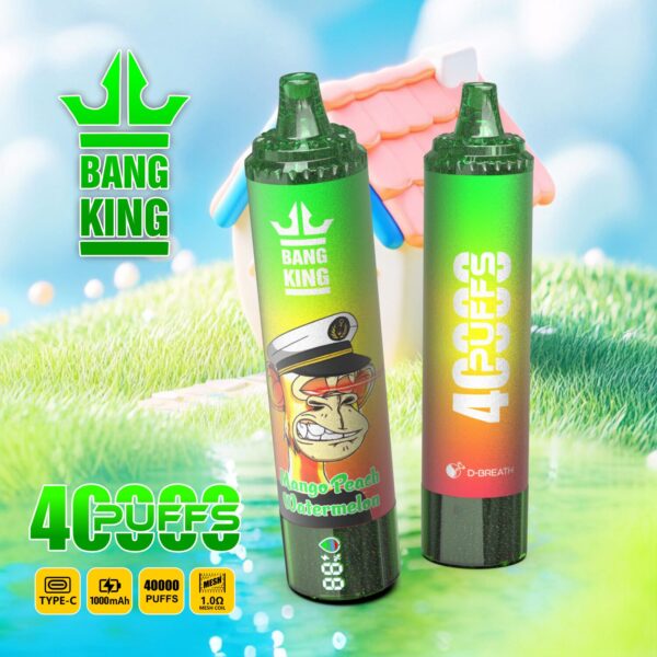 Bang King Tornado 40K – Variantes de saveurs : mangue, pêche et pastèque