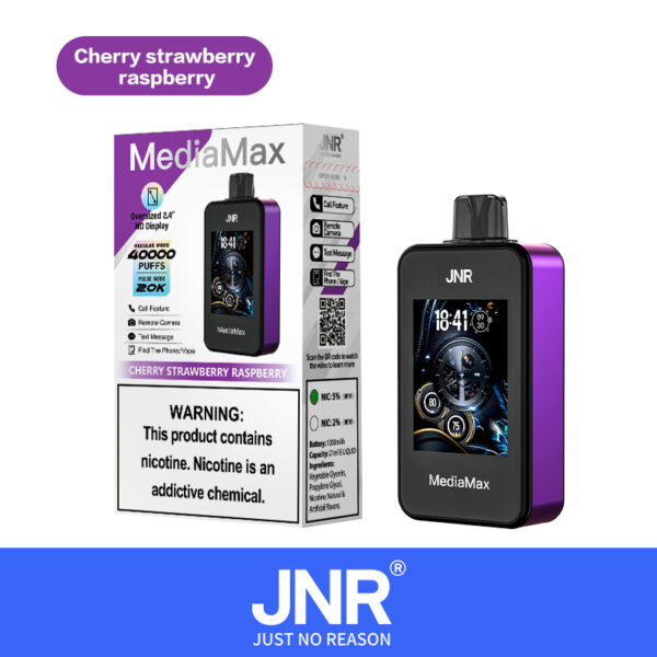 JNR Media Max 40K, opción de sabor a cereza, fresa y frambuesa