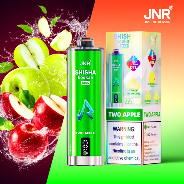 JNR Shisha Max 22K – Deux saveurs de pomme au choix