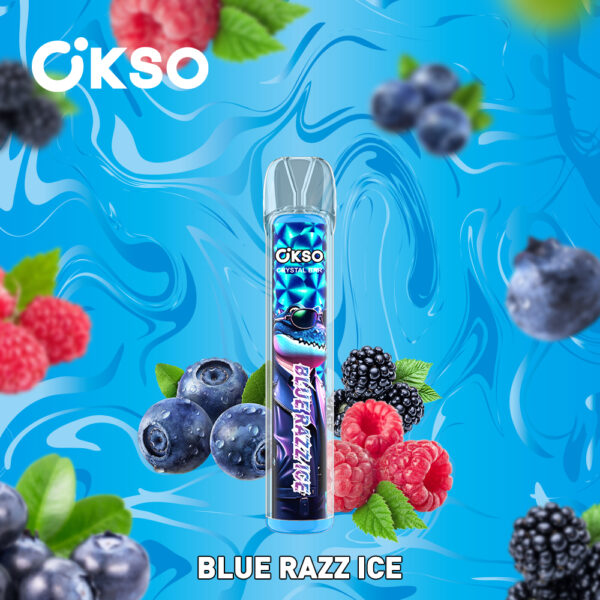 OKSO Crystal Bar, 800 caladas, sabor Blue Razz Ice