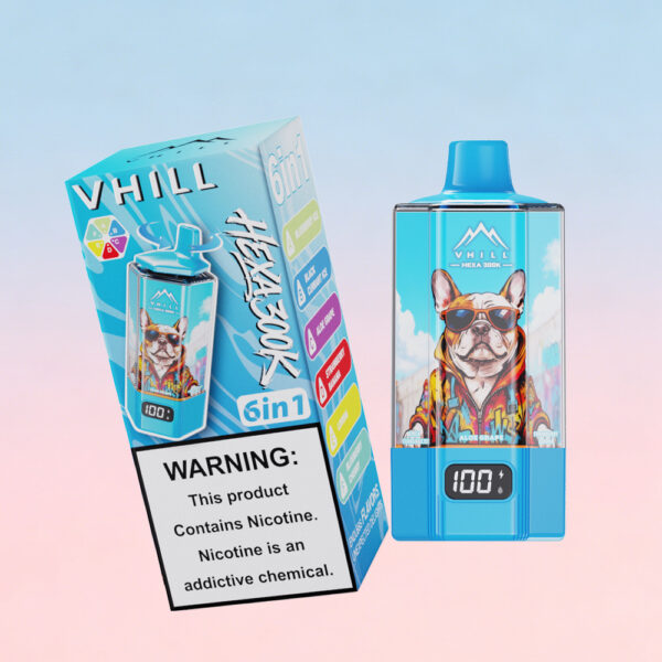 VHILL HEXA 300K : saveurs au choix : myrtille glacée / cassis glacé / raisin à l'aloès / fraise-banane / Love66 / myrtille-cerise