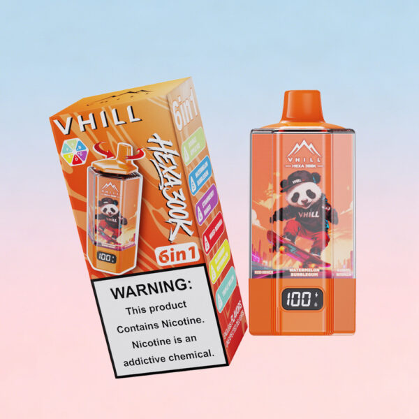 VHILL HEXA 300K : choix de saveurs : Double Pomme Glacée / Mélange de Baies / Pastille à la pastèque / Myrtille-Pastèque / Fraise-Mangue / Triple Melon