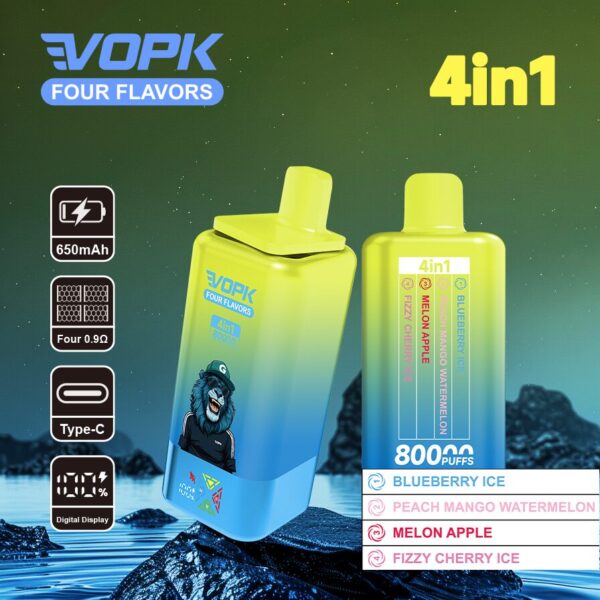 VOPK Four Flavors 80K: Mirtillo ghiacciato / Pesca, mango e anguria / Melone e mela / Ciliegia ghiacciata frizzante (opzioni di gusto)