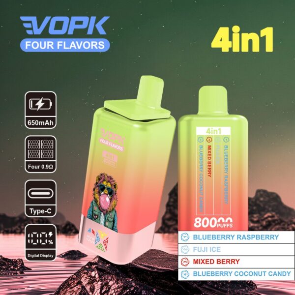 VOPK Four Flavors 80K: Mirtillo e lampone / Fuji Ice / Frutti di bosco / Mirtillo e cocco (opzioni di gusto)