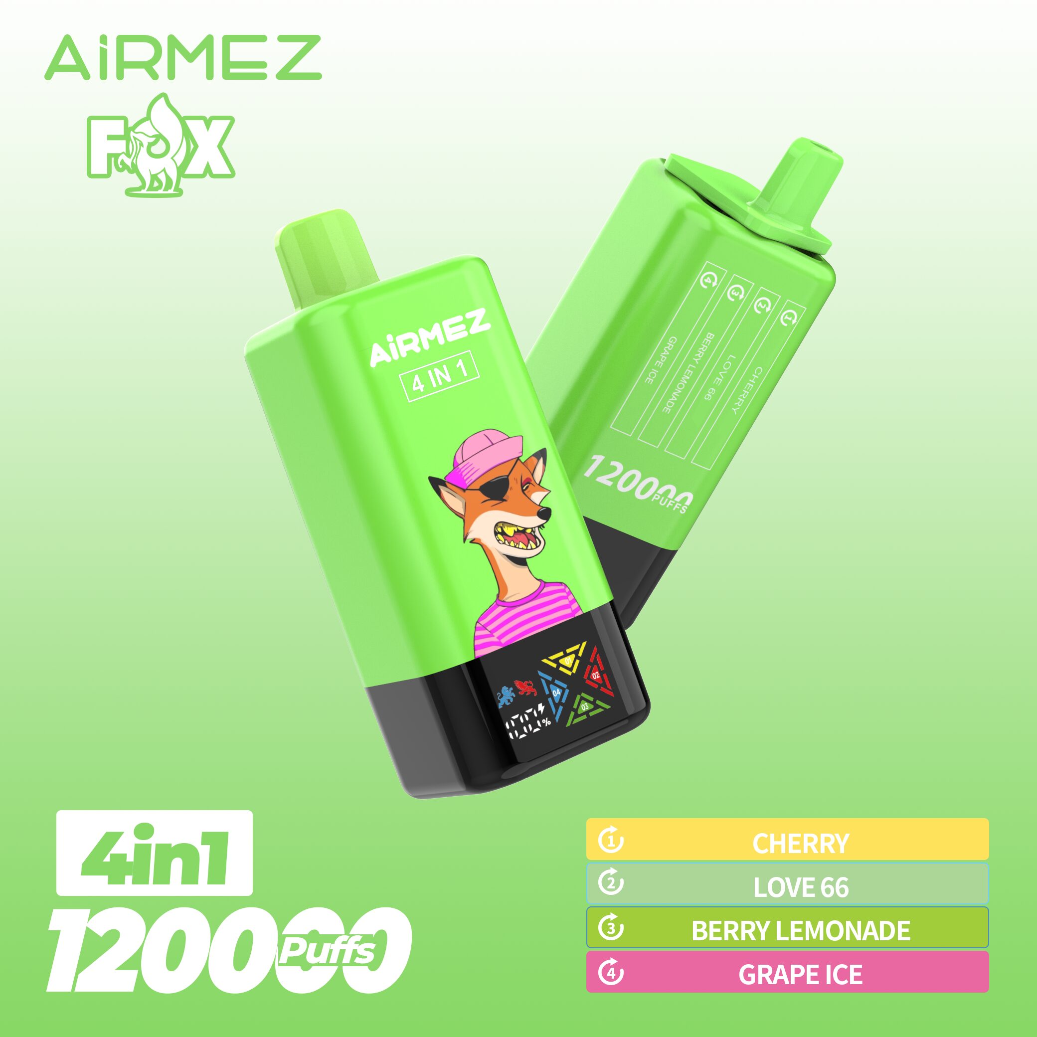 Airmez Fox 120K Puffs 4 in 1 Flavors Newest Original Rechargeable LCD Display Disposable Vape EU Warehouse - Image 11