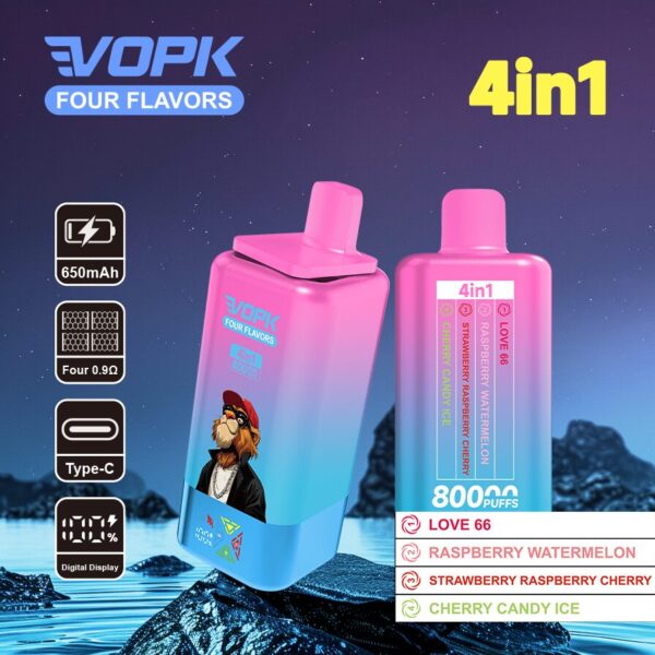 VOPK Four Flavors 80K Love 66 / Lampone e anguria / Fragola, lampone e ciliegia / Opzione gusto "Ciliegia e caramella ghiacciata"