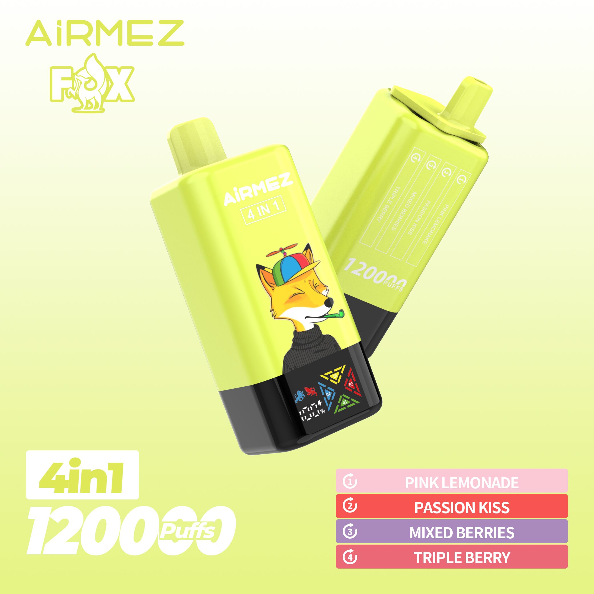 Airmez Fox 120K Puffs 4 in 1 Flavors Newest Original Rechargeable LCD Display Disposable Vape EU Warehouse - Image 5