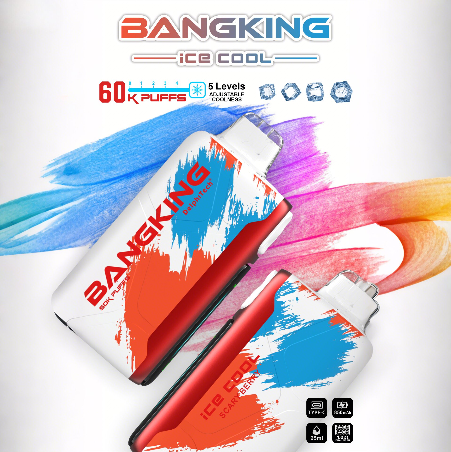 Bang King Ice Cool 60000 60K Puffs Original Adjustable Ice level LED Display Disposable Vape - Image 8