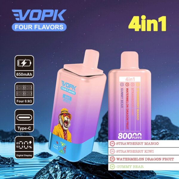 VOPK Four Flavors 80K: fragola e mango / fragola e kiwi / anguria e frutto del drago / opzione gusto orsetti gommosi