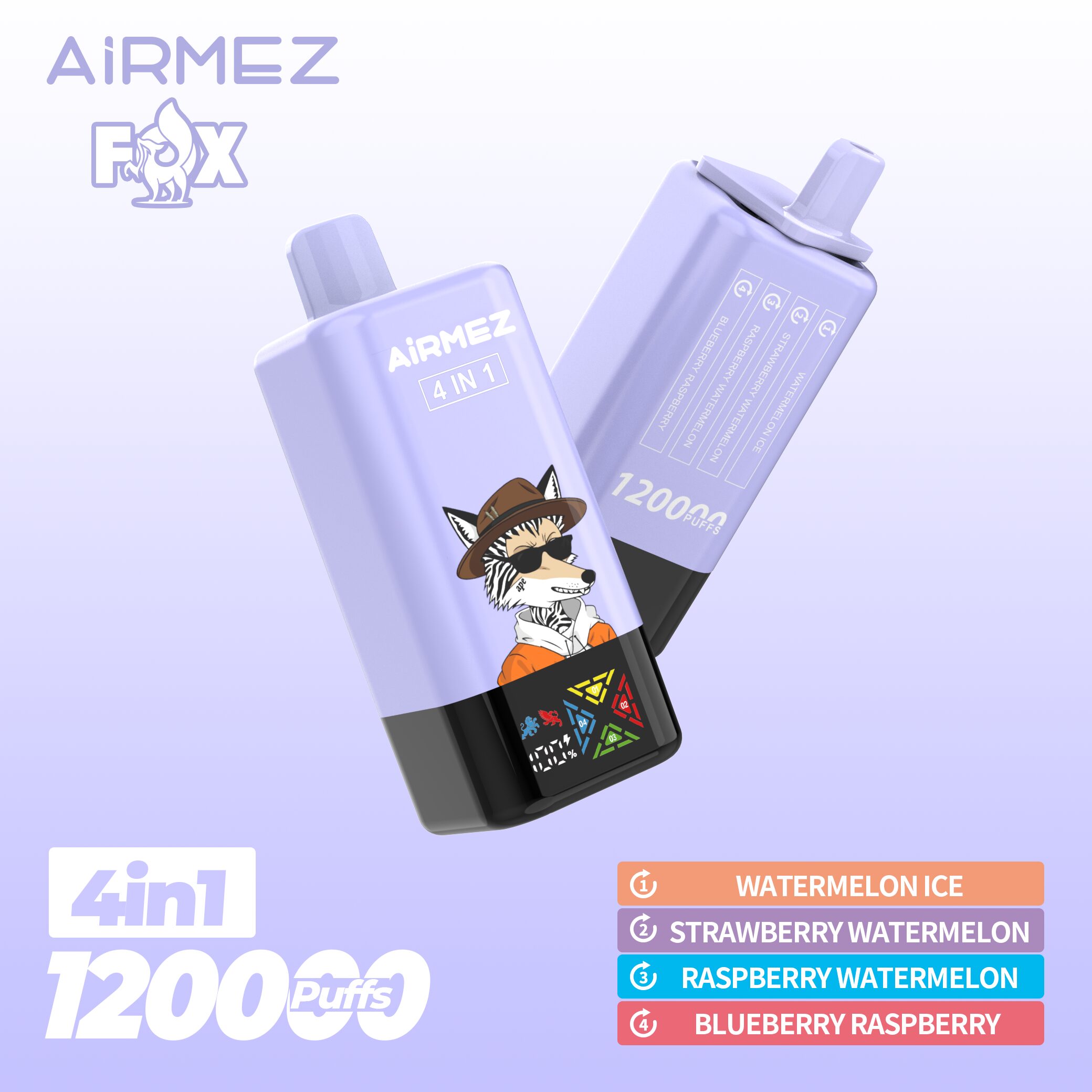 Airmez Fox 120K Puffs 4 in 1 Flavors Newest Original Rechargeable LCD Display Disposable Vape EU Warehouse - Image 2